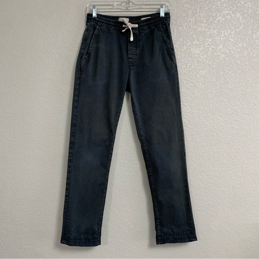 Marine Layer Saturday Slim Pants Mens L Straight Drawstring Pull On Washed Black